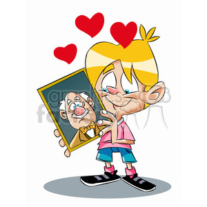 clipart - bryce the cartoon character holding photo of family.