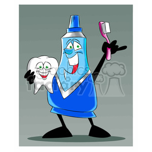 clipart - mo the toothpaste cartoon character holding a tooth.