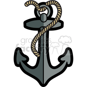 boat anchor with rope graphic illustration gray clipart. Commercial use image # 398039
