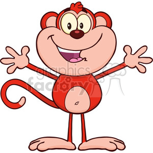 royalty free rf clipart illustration happy red monkey cartoon character  welcoming vector illustration isolated on white #399620 at Graphics Factory.