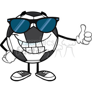 smiling soccer ball cartoon mascot character with sunglasses giving a thumb up vector illustration isolated on white background clipart. Commercial use image # 399778