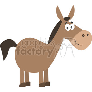 smiling donkey cartoon character vector illustration flat design style isolated on white clipart. Commercial use image # 399808