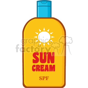 cartoon bottle sunscreen with text sun cream vector illustration isolated on white background clipart. Commercial use icon # 399869