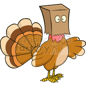 turkey bird hiding under a bag vector illustration isolated on white clipart. Royalty-free image # 400059