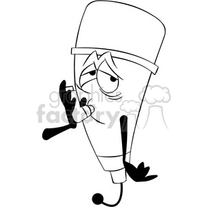 black and white cartoon microphone mascot character sick clipart.