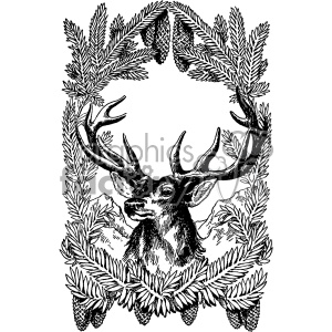 vintage deer in the woods vector vintage 1900 vector art GF clipart. Royalty-free icon # 402548