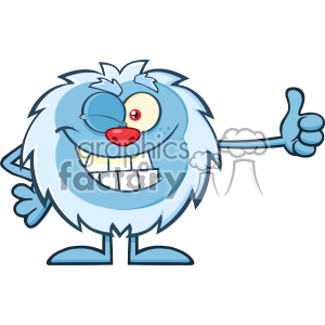 clipart - Cute Little Yeti Cartoon Mascot Character Winking And Holding A Thumb Up Vector.