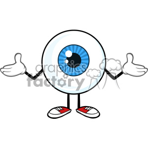 clipart - Blue Eyeball Guy Cartoon Mascot Character Shrugging Vector.