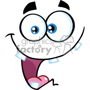 clipart - 10851 Royalty Free RF Clipart Crazy Cartoon Funny Face With Smiling Expression Vector Illustration.