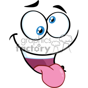 10873 Royalty Free RF Clipart Mad Cartoon Funny Face With Crazy Expression And Protruding Tongue Vector Illustration clipart. Royalty-free image # 403675