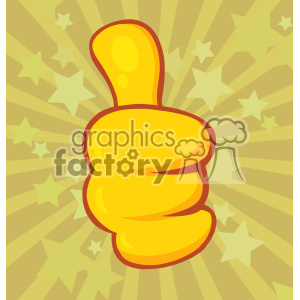 10696 Royalty Free RF Clipart Yellow Cartoon Hand Giving Thumbs Up Gesture Vector With Vintage Stars Background clipart.