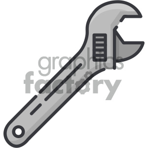 clipart - adjustable wrench vector art.
