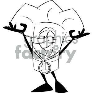 black and white cartoon chef with gold medal clipart.
