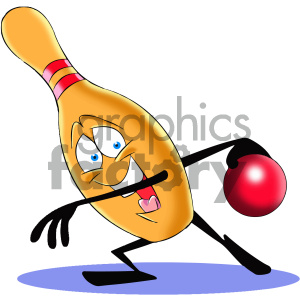 cartoon bowling pin mascot character clipart. Commercial use image # 404195