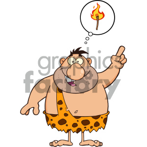clipart - Caveman Cartoon Character With A Big Idea And Speech Bubble Vector Illustration Isolated On White Background 1.