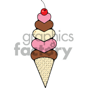 heart ice cream cone image clipart.