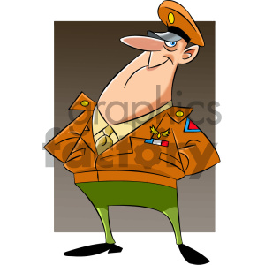 cartoon military captain character clipart.