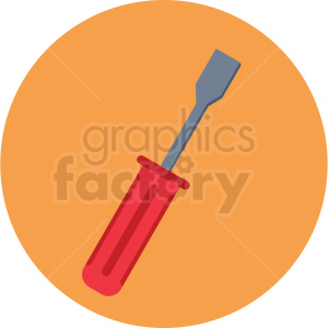 screwdriver icon with orange circle background clipart.