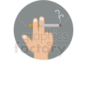 hand smoking cigarette vector flat icon clipart with circle background .