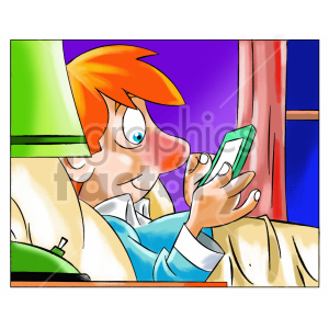 kid watching mobile phone before bed clipart clipart. Commercial use image # 407060