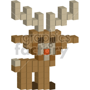 christmas 8-bit rudolph reindeer 3 quarter view clipart. Commercial use image # 407359