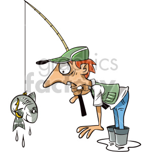 cartoon character funny lazy tired fish fishing man guy male camping