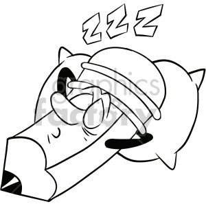 black and white tired sleeping pencil cartoon character clipart. Commercial use image # 407551
