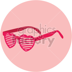 clipart - heart glasses of love for valentines on circle background.