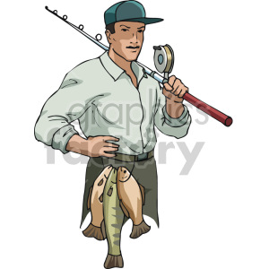 man holding his catch from fishing clipart. Commercial use image # 168913
