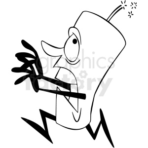 black and white cartoon dynamite character running clipart.