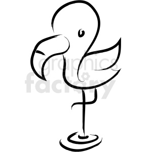 black+white cartoon drawing animal flamingo