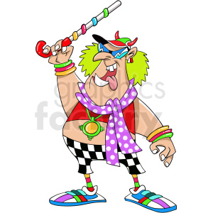 electrical carnival rave cartoon guy clipart.