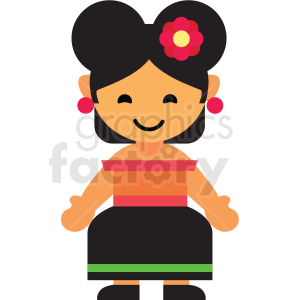 clipart - Mexico female character icon vector clipart.