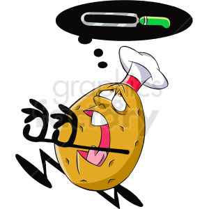 cartoon potato character running from peeler