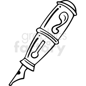 black and white cartoon pen vector clipart.