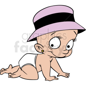 cartoon baby girl crawling vector clipart clipart. Commercial use image # 413019