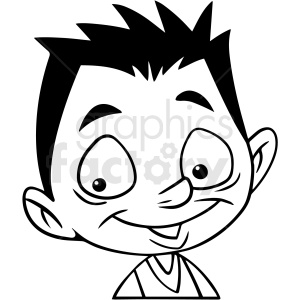 black and white cartoon boy head vector clipart