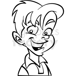 black and white boy vector clipart .