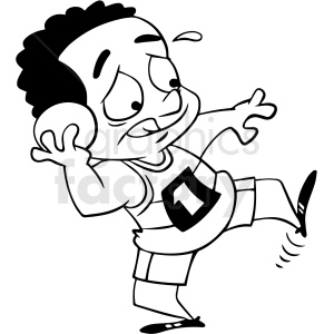 black and white cartoon kid playing sports vector clipart clipart. Royalty-free image # 413122