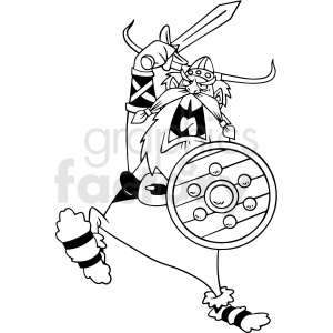 black and white cartoon angry viking vector clipart .