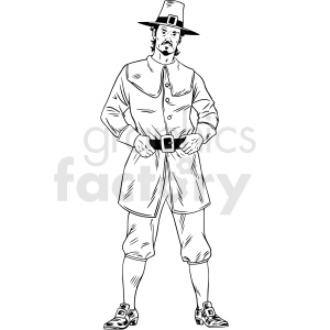 black and white realistic male pilgrim vector clipart clipart. Commercial use image # 413172