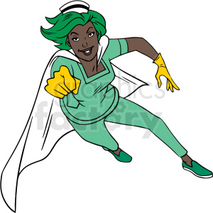 african american nurse flying cartoon vector clipart clipart. Royalty-free image # 413245