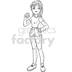 clipart - teenage girl black and white clipart.