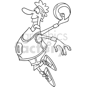 cartoon basketball player dunking clipart black and white .