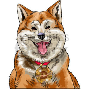 dogecoin Shiba Inu dog vector graphic clipart.