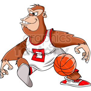 animals ape monkey cartoon basketball+player