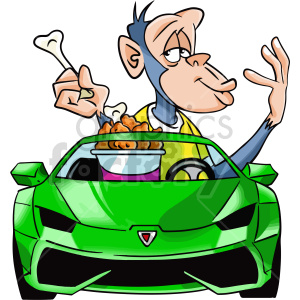 cartoon ape eating chicken drving lambo clipart clipart. Commercial use image # 416844
