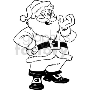 black and white cartoon Santa clipart .