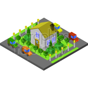 house isometric vector clipart .
