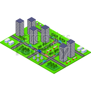 city skyscrappers isometric vector graphic clipart.